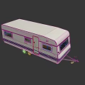 White Caravan Featuring Blue Stripes Windows Door And Tow Hitch