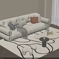 Modern Living Room Sofa and Coffee Table Set with Cushions Throw Blanket and Area Rug