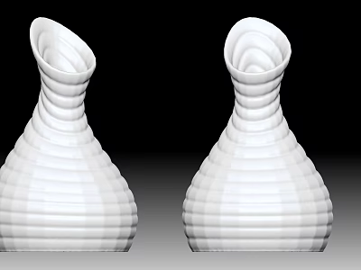 White Spiral Textured Ceramic Vases Set of Two for Modern Home Decor 3d model