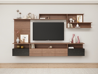 Modern TV Background Wall Hanging TV Cabinet TV Locker Jewelry Ornaments 3d model