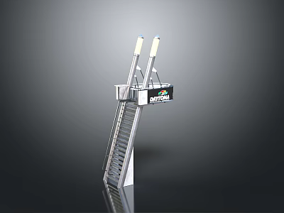 Tall Metallic Structure With Ladder Platform Top Lights And Nintendo Brand Sign 3d model
