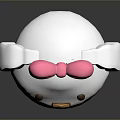 Adorable White Cartoon Character With Pink Bow Round Face And Blush Cheeks