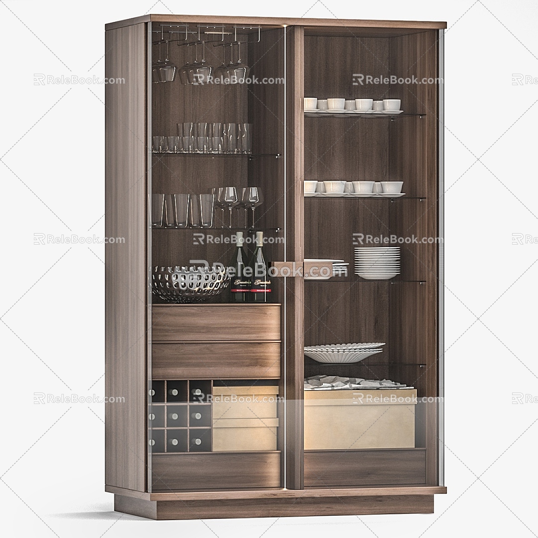 Wine Cabinet Light Luxury Wine Cabinet Sideboard Display Cabinet Storage Cabinet Glass Cabinet Wine Bottle Wine Cup Dishes Glass Cup Holder 3d model