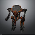 Red Humanoid Robot Featuring Transparent Cockpit And Detailed Metallic Mechanical Armor Structure 3d model
