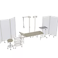Medical Equipment Including Mobile Cart Partition Screen Examination Table And Stool