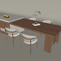 Middle Ancient Style Island Table Dining Table and Chair Solid Wood Cream Island Table Dining Table and Chair Backrest Soft Bag Dining Chair Storage Cabinet 3d model