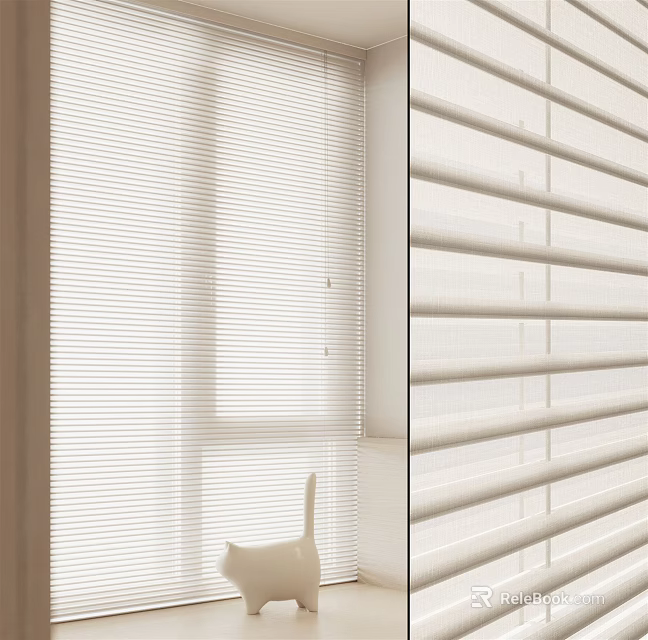 White Window Blinds For Modern Room With Natural Light And Clean Design 3d model 