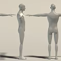 Human Mannequins Showing Front Side And Back Views With Extended Arms