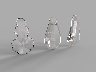 Decorative Ornament Set with Transparent Crystal Various Shapes for Home Decor 3d model