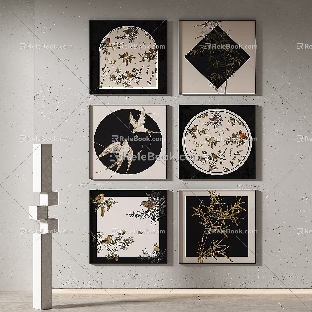 Simple medieval decorative painting 3d model