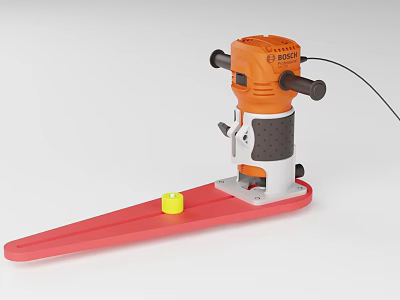 BOSCH Electric Sander Industrial Equipment Featuring Orange Black Body Red Base And Yellow Component 3d model
