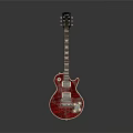 Red Electric Guitar Musical Instrument With Glossy Body And Wooden Neck Reflection