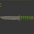 Tactical Weapon Knife With Metallic Blade And Green Striped Handle Design