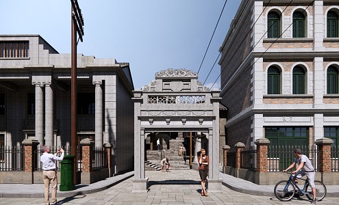 New Chinese Style Archway, Republic of China Street Cultural Archway 3d model