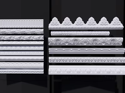 Gypsum Cornice Molding With Various Ornate Designs For Interior Ceiling And Wall Decor 3d model