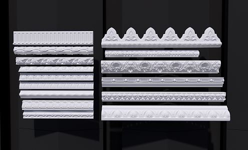 European-style plaster line carved 3d model