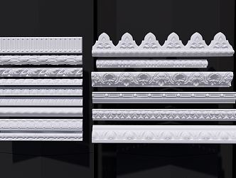 European-style plaster line carved 3d model