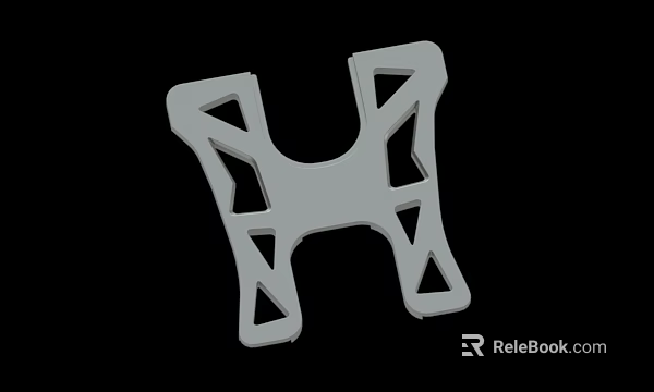White H Shaped 3D Printed Part With Hollow Triangle Design On Black Background 3d model 