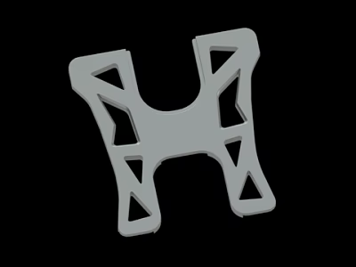 White H Shaped 3D Printed Part With Hollow Triangle Design On Black Background 3d model