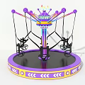 Colorful Amusement Rotating Swing Ride With Purple Yellow Decor Crown Top And Circular Base