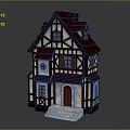 Traditional Half Timbered House With Red Brown Roof White Walls And Wooden Frames