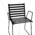 Modern Black Metal Leisure Chairs With Striped Seats And Curved Armrests Design