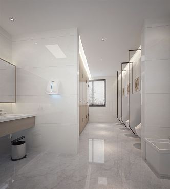 Modern toilet, public bathroom, male bathroom and sink 3d model