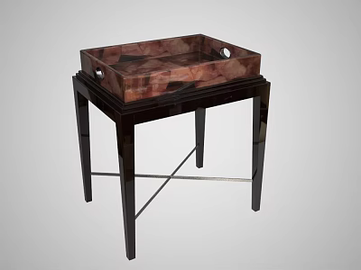 Elegant Modern Side Table With Marble Tray And Black Metal Legs 3d model