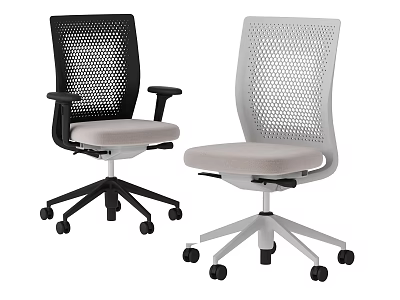 Modern Office Chairs With Black And Gray Mesh Backrest Padded Seat And Wheeled Base 3d model