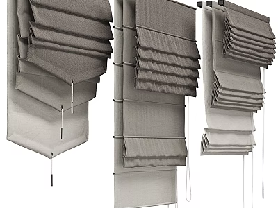 Stylish Roman Blinds With Pleated Fabric Design For Modern Home Interior Decor 3d model