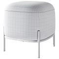 Beige Upholstered Ottoman With Black Metal Legs And Minimalist Design Style