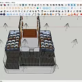 Open Display Counter with Hanging Meat and Fresh Dishes on Metal Rack and Glass Counter