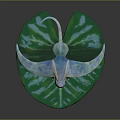Blue And White Mythical Creature With Wings And Long Tail On Green Leaf