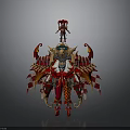 Fantasy Character Design With Red Black Armor Winged Jester Elements And Detailed Decorations