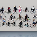 Group of People Riding Bicycles in Creative Wall Art Installation