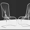 Modern Linear Chair Design With Streamlined Metallic Wireframe Structure And Unique Frame 3d model
