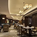 Elegant Hotel Corridor With Classic Chandeliers Wooden Paneling And Soft Carpet Flooring