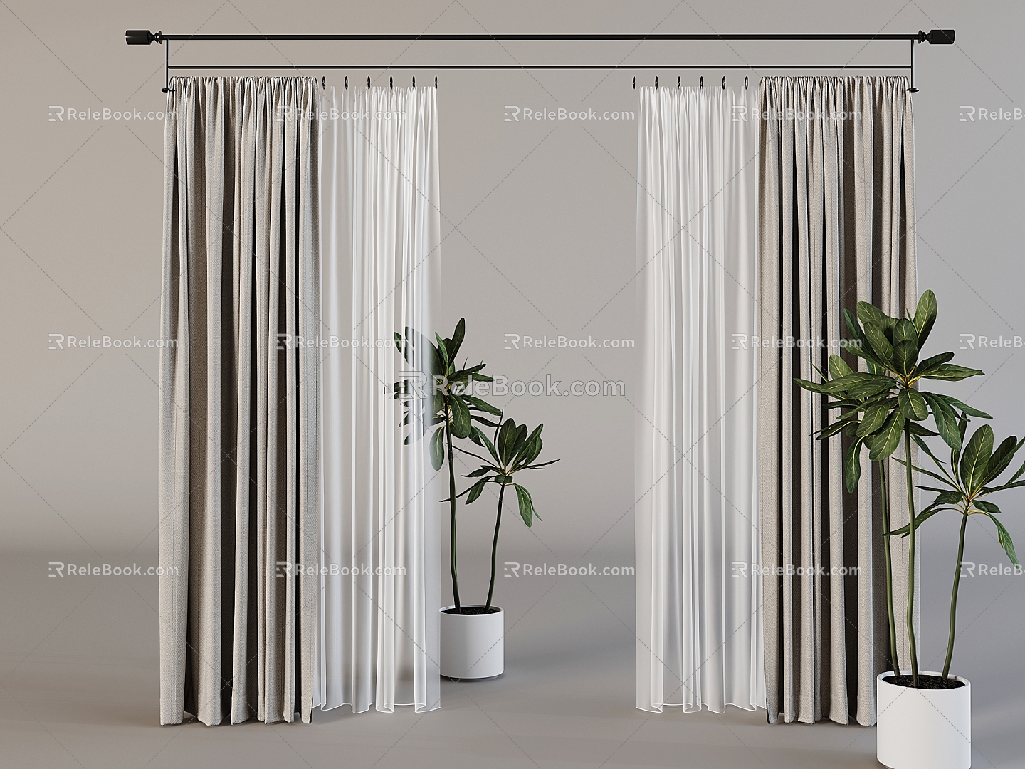 Modern Fabric Curtain Gauze Curtain Dream Curtain Curtain Rod model