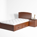 Modern Single Bed Bedside Cabinet Drawer Bed Solid Wooden Bed Dormitory Bed 3d model