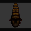 3D Rendered Ancient Armored Animal With Segmented Orange Brown Black Shell Red Legs