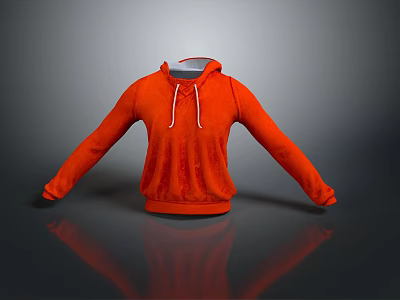 Orange Casual Hoodie With Long Sleeves And White Drawstrings Design 3d model