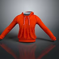 Orange Casual Hoodie With Long Sleeves And White Drawstrings Design