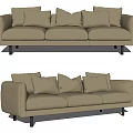 Modern Beige Sectional Sofa With Multiple Cushions And Black Legs 3d model