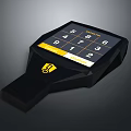 Black Digital Keypad Computer Device With Screen And Yellow Hexagon Logo 86