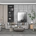 Modern sofa coffee table combination 3d model