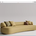 Modern Curved Sectional Sofa With Upholstered Design And Decorative Pillows 3d model