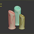 Modern Minimalist Decorative Ornament Set of Three White Candle Shaped Pieces for Home Decor