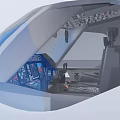 Modern Aircraft Cockpit Interior With Digital Dashboard Control Panel And Seats 3d model