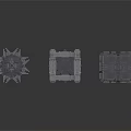 Industrial Mechanical Components 3D Models With Spiked Sphere Frame And Rectangular Box