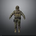 Military Soldier Figure In Camouflage Uniform With Tactical Vest And Helmet